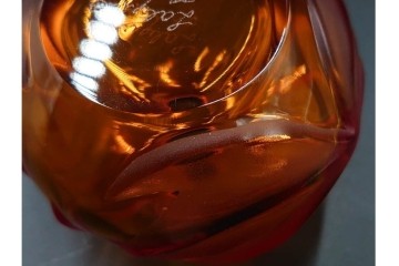 フランス　LALIQUE(ラリック)　ROYAL PALM(ロイヤルパーム)　琥珀色の濃淡が美しい花瓶2点セット　(R-088561)