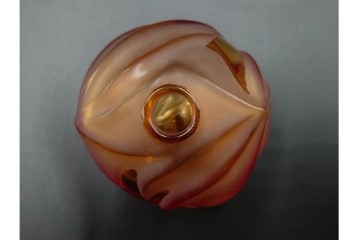 フランス　LALIQUE(ラリック)　ROYAL PALM(ロイヤルパーム)　琥珀色の濃淡が美しい花瓶2点セット　(R-088561)