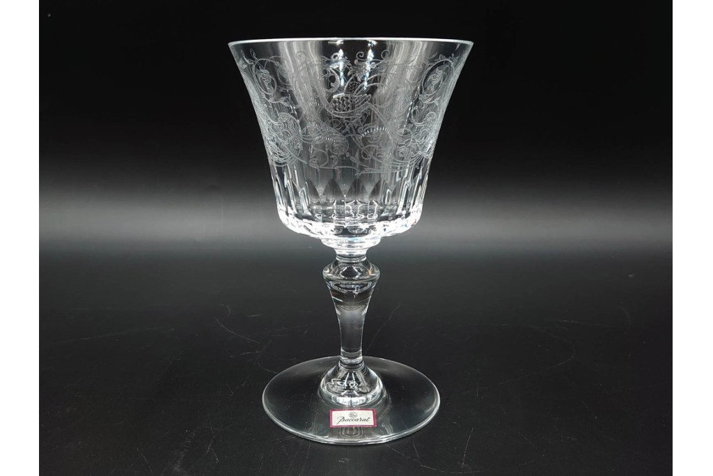 フランス　Baccarat(バカラ)　パルメ　繊細な装飾が上品なワイングラス6点セット　外箱付き　(R-088562)
