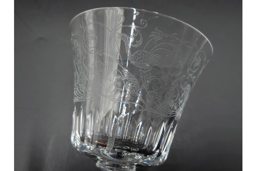 フランス　Baccarat(バカラ)　パルメ　繊細な装飾が上品なワイングラス6点セット　外箱付き　(R-088562)