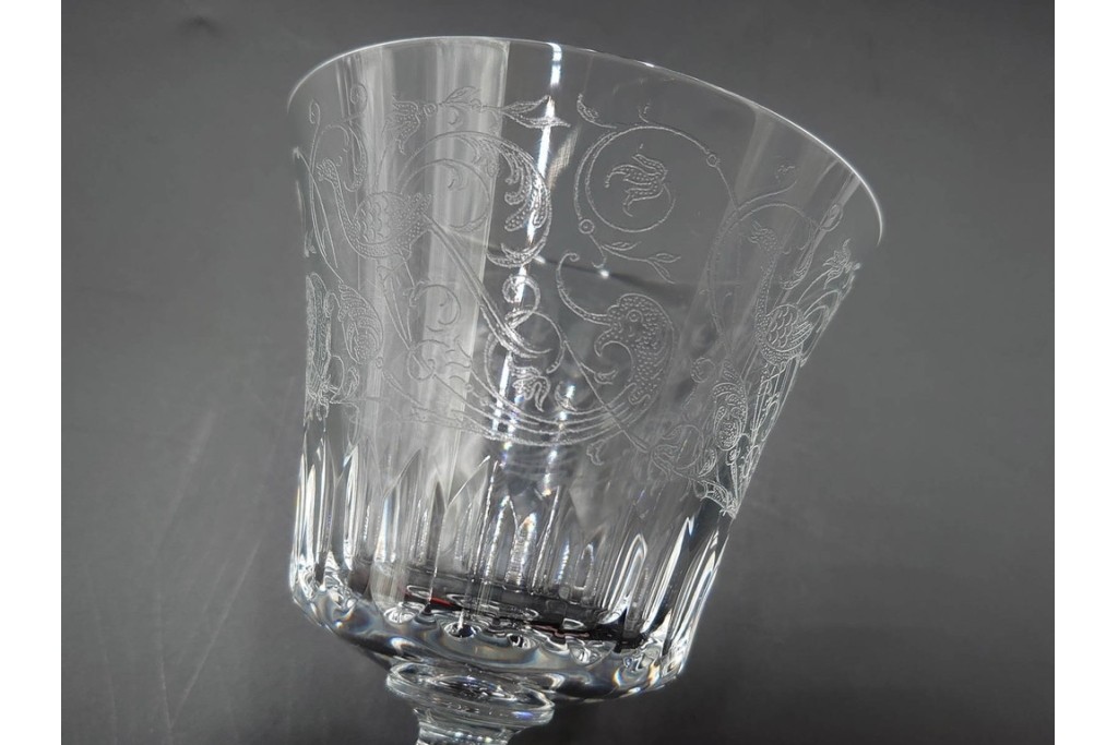フランス　Baccarat(バカラ)　パルメ　繊細な装飾が上品なワイングラス6点セット　外箱付き　(R-088562)