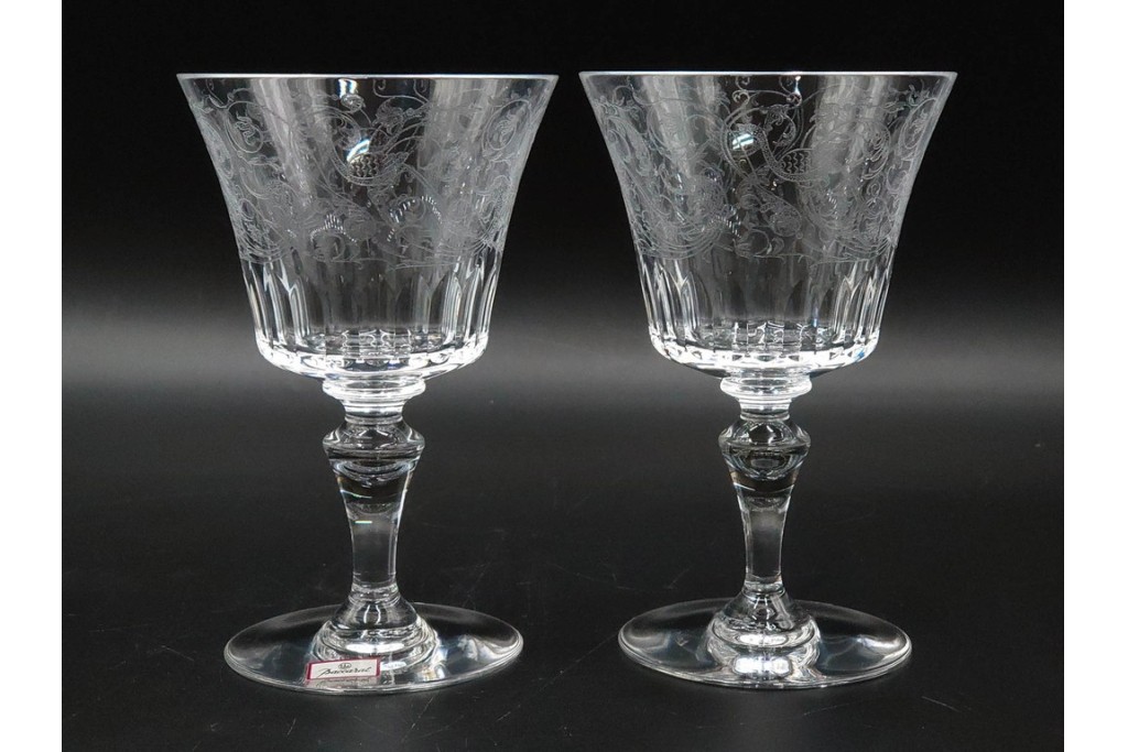 フランス　Baccarat(バカラ)　パルメ　繊細な装飾が上品なワイングラス6点セット　外箱付き　(R-088562)