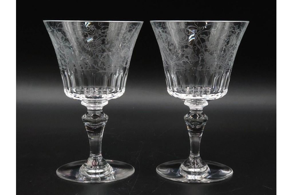フランス　Baccarat(バカラ)　パルメ　繊細な装飾が上品なワイングラス6点セット　外箱付き　(R-088562)