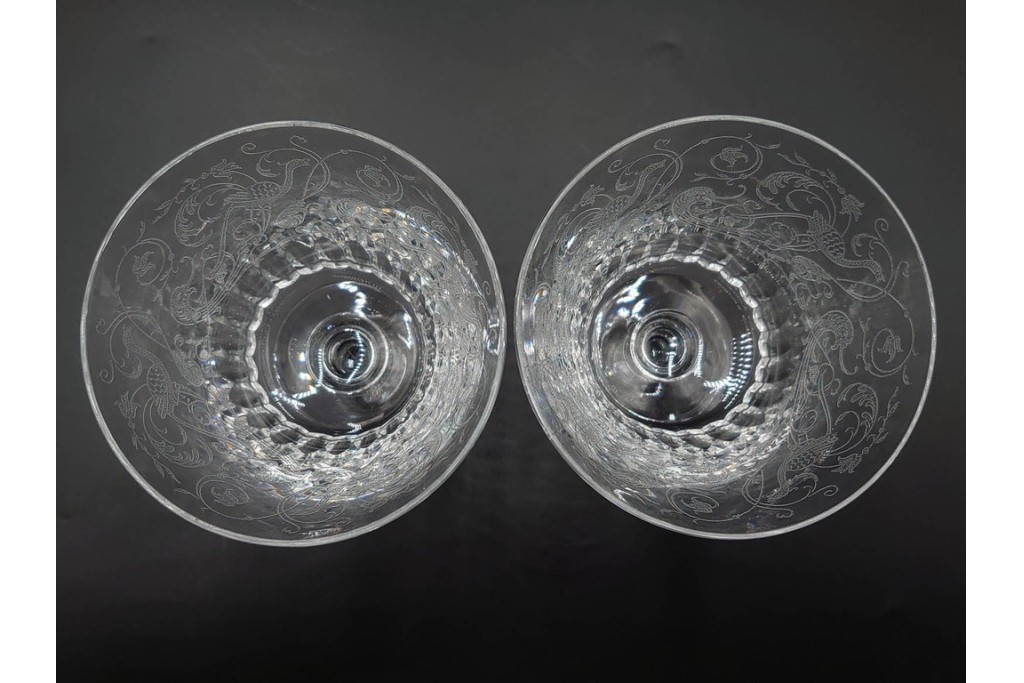 フランス　Baccarat(バカラ)　パルメ　繊細な装飾が上品なワイングラス6点セット　外箱付き　(R-088562)