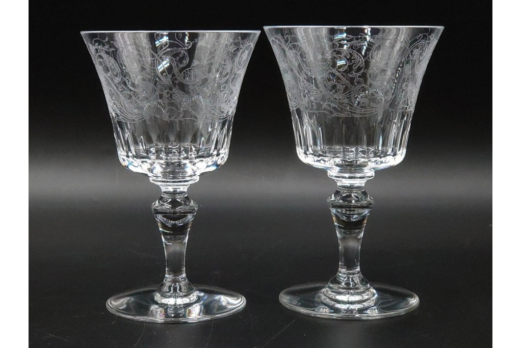 フランス　Baccarat(バカラ)　パルメ　繊細な装飾が上品なワイングラス6点セット　外箱付き　(R-088562)