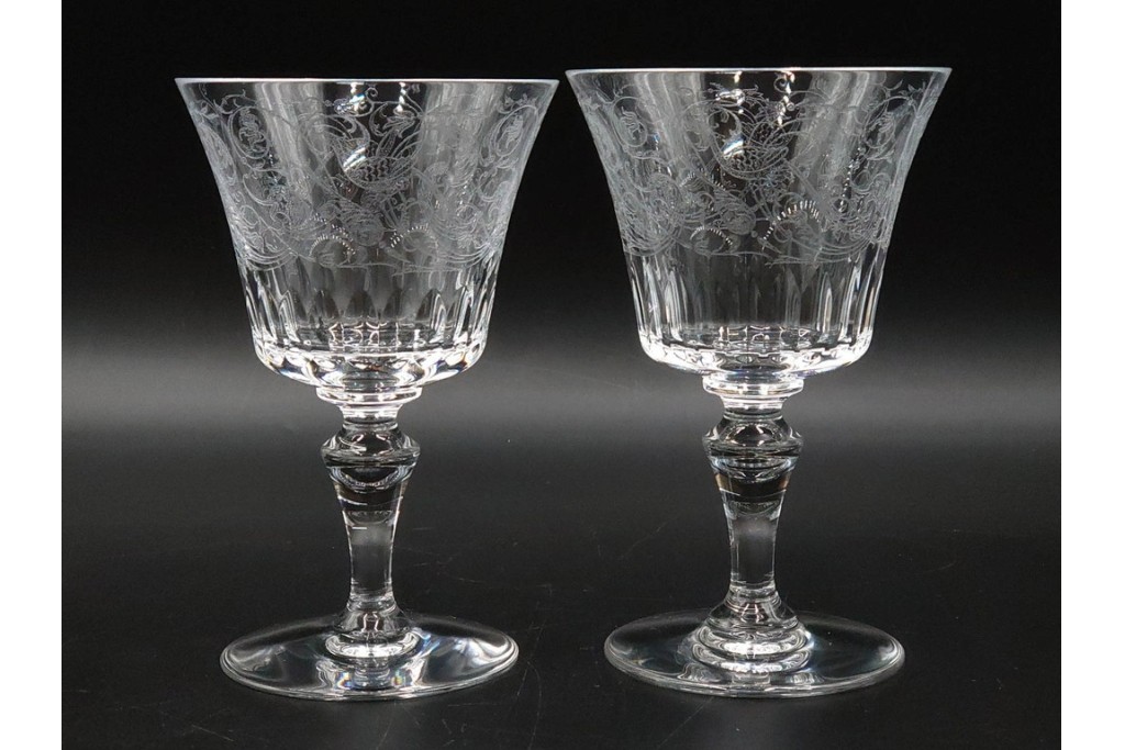 フランス　Baccarat(バカラ)　パルメ　繊細な装飾が上品なワイングラス6点セット　外箱付き　(R-088562)
