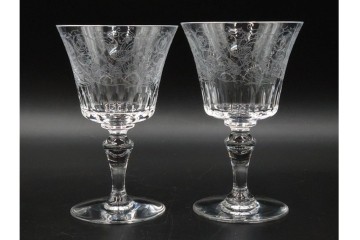 フランス　Baccarat(バカラ)　パルメ　繊細な装飾が上品なワイングラス6点セット　外箱付き　(R-088562)