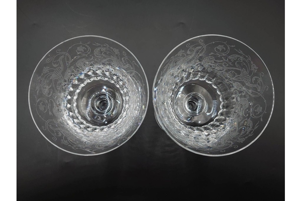 フランス　Baccarat(バカラ)　パルメ　繊細な装飾が上品なワイングラス6点セット　外箱付き　(R-088562)