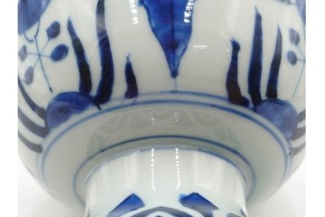 江戸期　古伊万里　染付　舞う鶴の絵付けが魅力の盃洗　(R-088564)