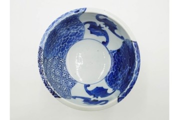 江戸から明治期　古伊万里　染付　蝙蝠文が目を引く盃洗　(R-088565)