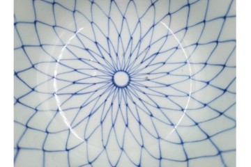 江戸期　染付　繊細な網手文が美しい盃洗　(R-088566)
