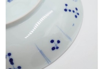 江戸期　古伊万里　染付　雲鶴文中皿(5.9寸)　輪花型・蛸唐草文なます皿(4.9寸)　異なる意匠が魅力の皿5点セット　(R-088570)