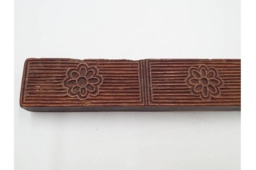 李朝　木製　花や魚などの意匠が彫り込まれた餅型・菓子型6点セット　(R-088575)