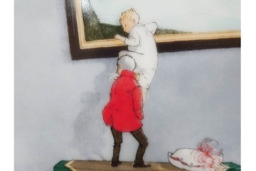 真作　大倉陶園(OKURA/OAC)　リスべート・ツヴェルガー　88/100　アンデルセン童話を題材にした陶板画　外箱付き　(R-088578)