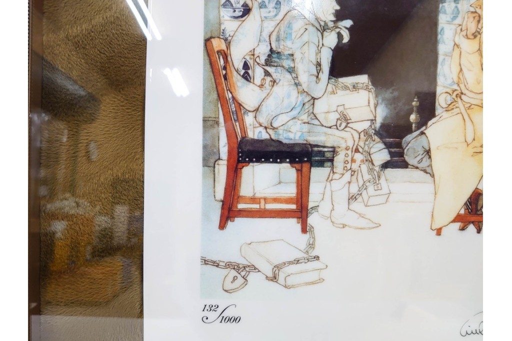 真作　2000年　デンマーク製　ROYAL COPENHAGEN(ロイヤルコペンハーゲン)　リスベート・ツヴェルガー　132/1000　「クリスマス・キャロル」　陶板画　証明書・外箱付き　(R-088580)