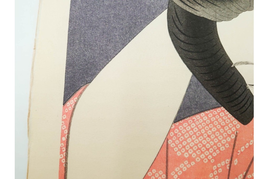 真作　昭和55年6月作　神保朋世　「静夜」　うつむく女性を描いた木版画　(R-088581)