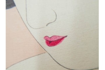 真作　昭和56年3月作　神保朋世　「あたたか」　可憐な梅花と女性を描いた木版画　(R-088582)