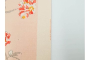 真作　昭和56年3月作　神保朋世　「あたたか」　可憐な梅花と女性を描いた木版画　(R-088582)
