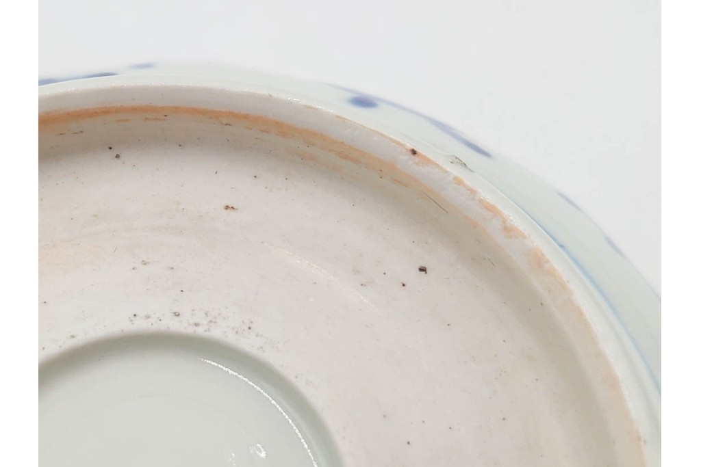 江戸期　古伊万里　染付　直径約15cm(5寸)　線描の花唐草文が美しいなます皿2枚セット　(R-088584)