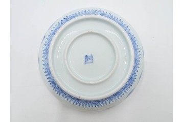 江戸期　古伊万里　染付　優美な山水図の鉢3点セット　(R-088585)