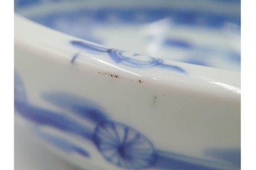 江戸期　古伊万里　染付　優美な山水図の鉢3点セット　(R-088585)