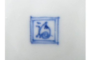 江戸期　古伊万里　染付皿(角福・3.9寸)　色絵皿(渦福・2.9寸)　サイズ違いの皿5枚セット　(R-088588)