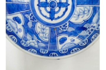 江戸期　古伊万里　染付　直径約16cm(5.2寸)　端正な絵付けが魅力の中皿5枚セット　(R-088591)