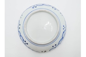 江戸期　古伊万里　染付　直径約16cm(5.2寸)　端正な絵付けが魅力の中皿5枚セット　(R-088591)