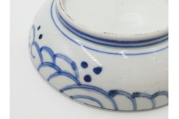 江戸期　古伊万里　染付　直径約16cm(5.2寸)　端正な絵付けが魅力の中皿5枚セット　(R-088591)