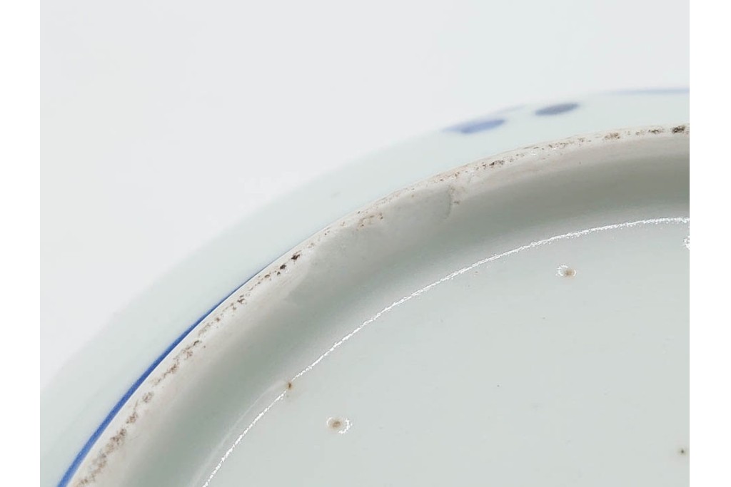 江戸期　古伊万里　染付　直径約16cm(5.2寸)　端正な絵付けが魅力の中皿5枚セット　(R-088591)