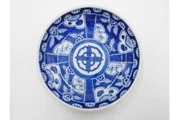 江戸期　古伊万里　染付　直径約16cm(5.2寸)　端正な絵付けが魅力の中皿5枚セット　(R-088591)