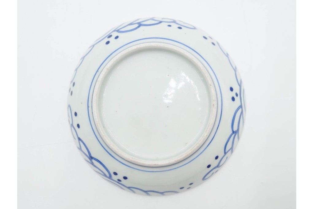 江戸期　古伊万里　染付　直径約16cm(5.2寸)　端正な絵付けが魅力の中皿5枚セット　(R-088591)