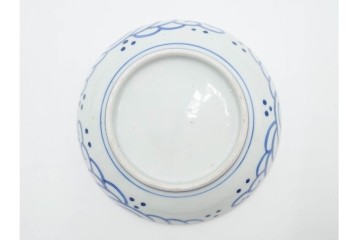 江戸期　古伊万里　染付　直径約16cm(5.2寸)　端正な絵付けが魅力の中皿5枚セット　(R-088591)