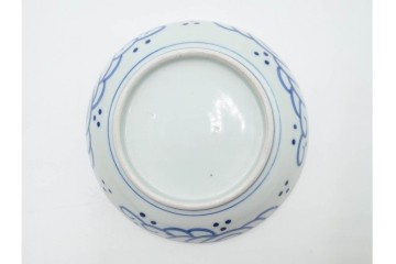 江戸期　古伊万里　染付　直径約16cm(5.2寸)　端正な絵付けが魅力の中皿5枚セット　(R-088591)
