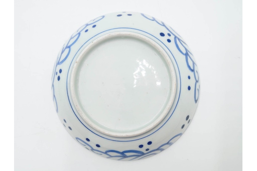 江戸期　古伊万里　染付　直径約16cm(5.2寸)　端正な絵付けが魅力の中皿5枚セット　(R-088591)