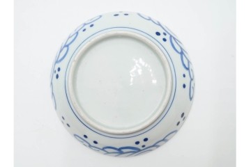 江戸期　古伊万里　染付　直径約16cm(5.2寸)　端正な絵付けが魅力の中皿5枚セット　(R-088591)