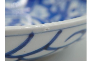 江戸期　古伊万里　染付　直径約16cm(5.2寸)　端正な絵付けが魅力の中皿5枚セット　(R-088591)