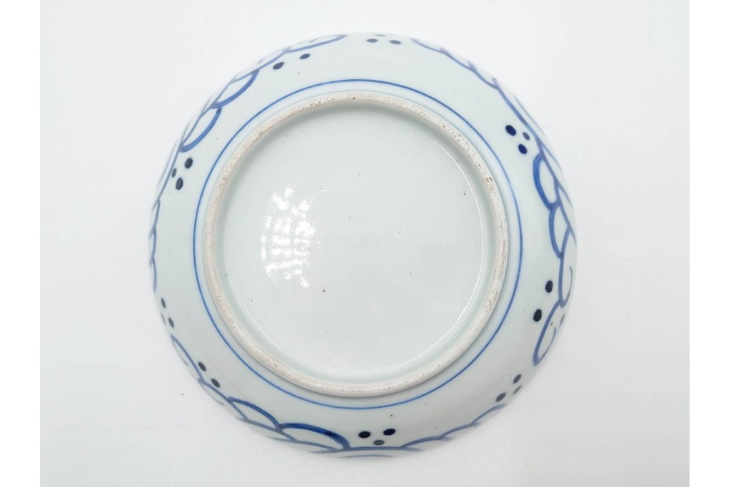 江戸期　古伊万里　染付　直径約16cm(5.2寸)　端正な絵付けが魅力の中皿5枚セット　(R-088591)