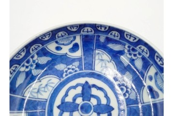 江戸期　古伊万里　染付　直径約16cm(5.2寸)　端正な絵付けが魅力の中皿5枚セット　(R-088592)