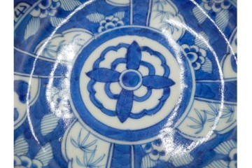 江戸期　古伊万里　染付　直径約16cm(5.2寸)　端正な絵付けが魅力の中皿5枚セット　(R-088592)