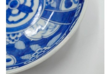 江戸期　古伊万里　染付　直径約16cm(5.2寸)　端正な絵付けが魅力の中皿5枚セット　(R-088592)