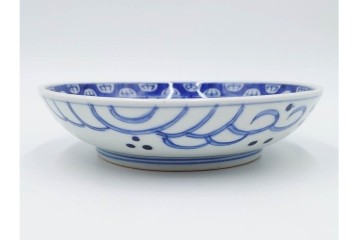 江戸期　古伊万里　染付　直径約16cm(5.2寸)　端正な絵付けが魅力の中皿5枚セット　(R-088592)
