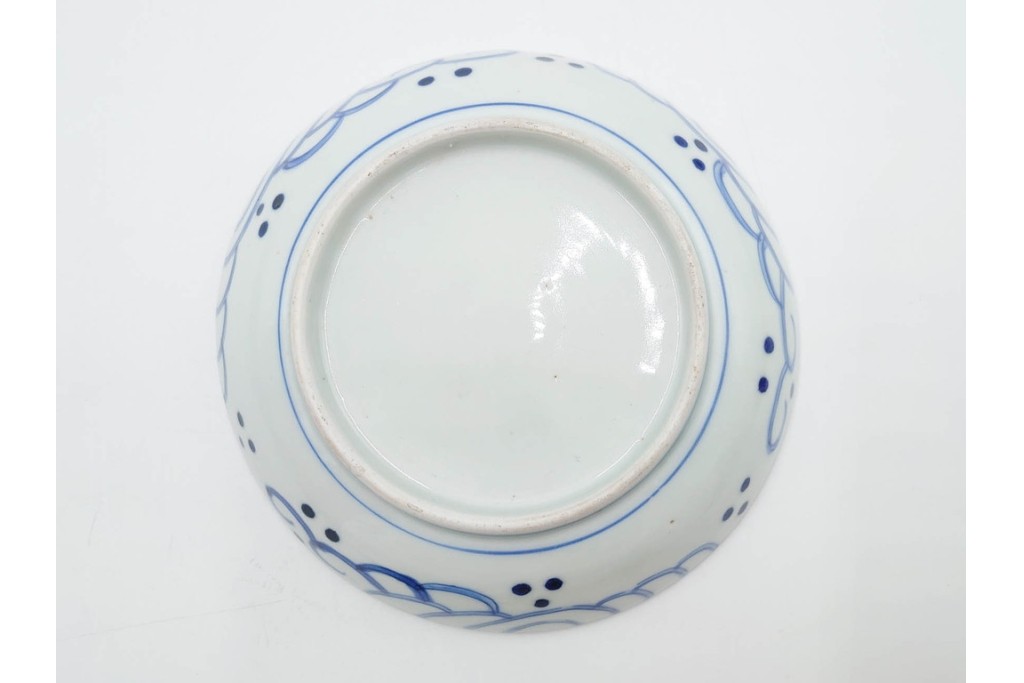 江戸期　古伊万里　染付　直径約16cm(5.2寸)　端正な絵付けが魅力の中皿5枚セット　(R-088592)