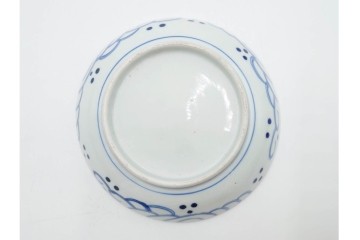 江戸期　古伊万里　染付　直径約16cm(5.2寸)　端正な絵付けが魅力の中皿5枚セット　(R-088592)