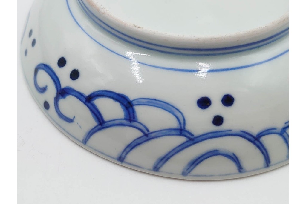 江戸期　古伊万里　染付　直径約16cm(5.2寸)　端正な絵付けが魅力の中皿5枚セット　(R-088592)