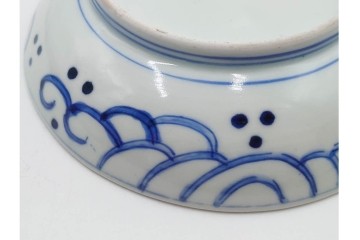 江戸期　古伊万里　染付　直径約16cm(5.2寸)　端正な絵付けが魅力の中皿5枚セット　(R-088592)