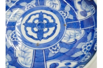 江戸期　古伊万里　染付　直径約16cm(5.2寸)　端正な絵付けが魅力の中皿5枚セット　(R-088592)