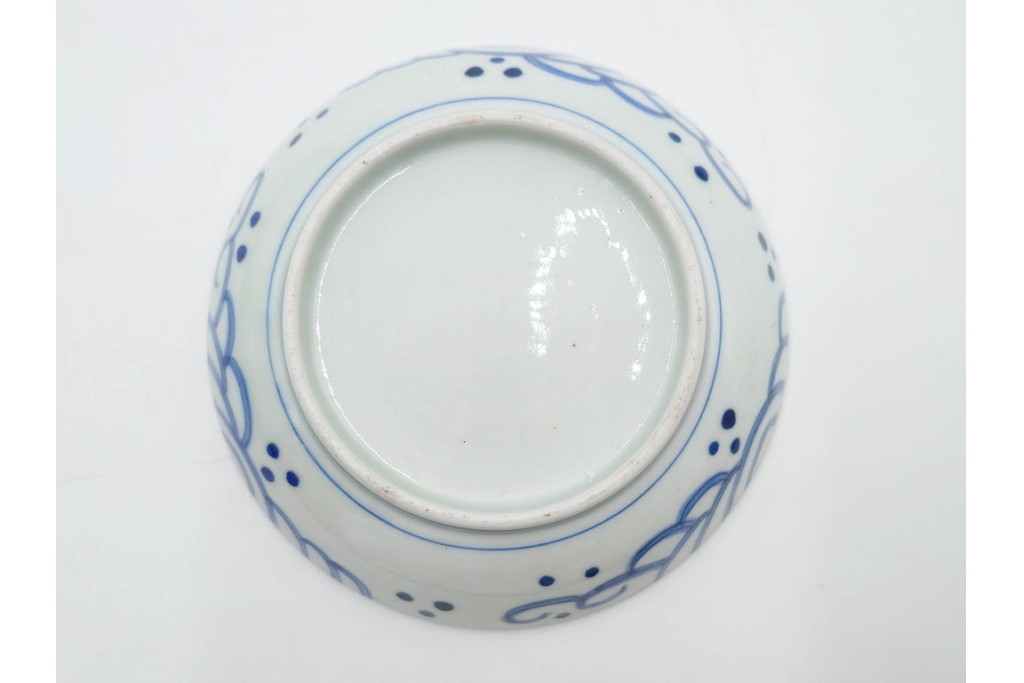 江戸期　古伊万里　染付　直径約16cm(5.2寸)　端正な絵付けが魅力の中皿5枚セット　(R-088592)