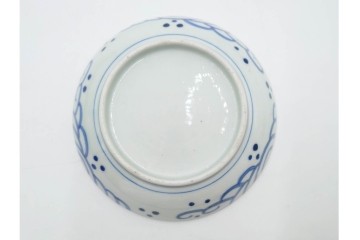 江戸期　古伊万里　染付　直径約16cm(5.2寸)　端正な絵付けが魅力の中皿5枚セット　(R-088592)