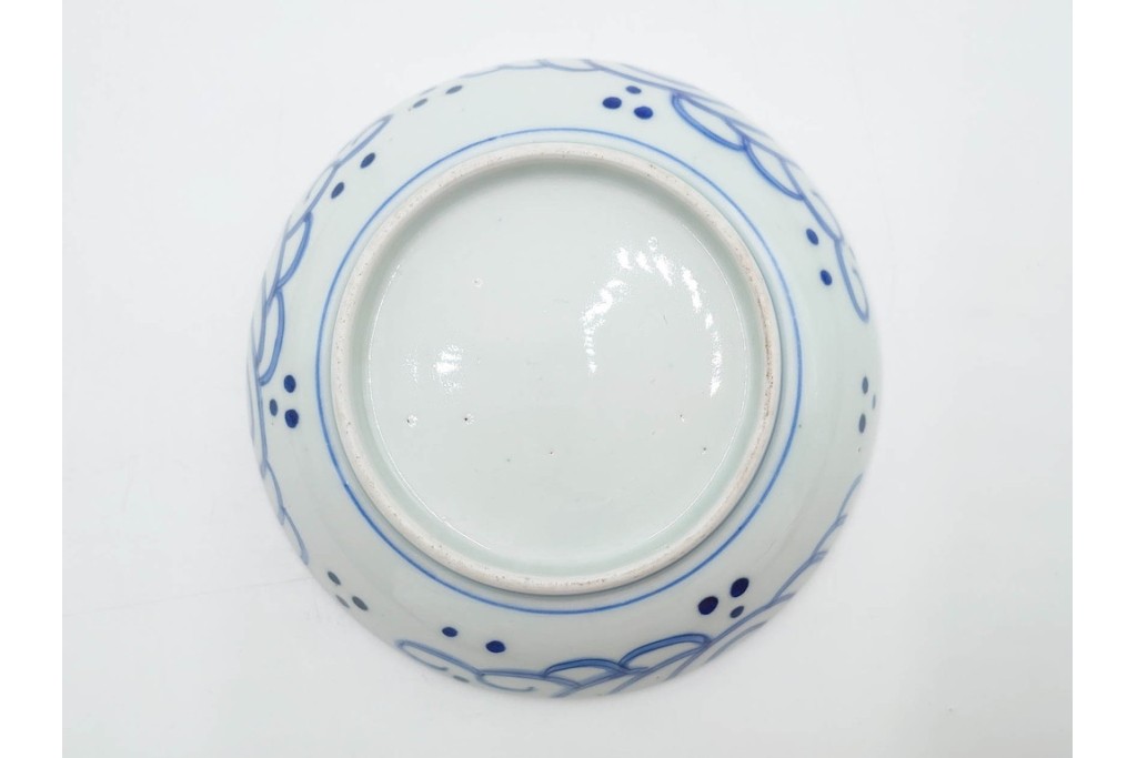江戸期　古伊万里　染付　直径約16cm(5.2寸)　端正な絵付けが魅力の中皿5枚セット　(R-088592)